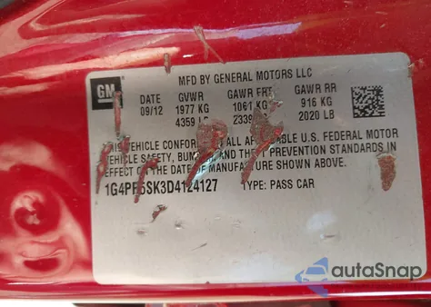 2013 Buick Verano Convenience Group из США, поврежденный, VIN 1G4PR5SK3D4124127